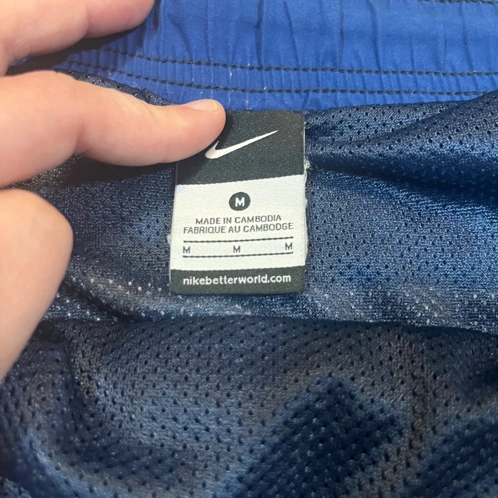 Nike Mens Swim Trunks Navy Blue White‎ Colorblock Mesh Lined Board Shorts Size M